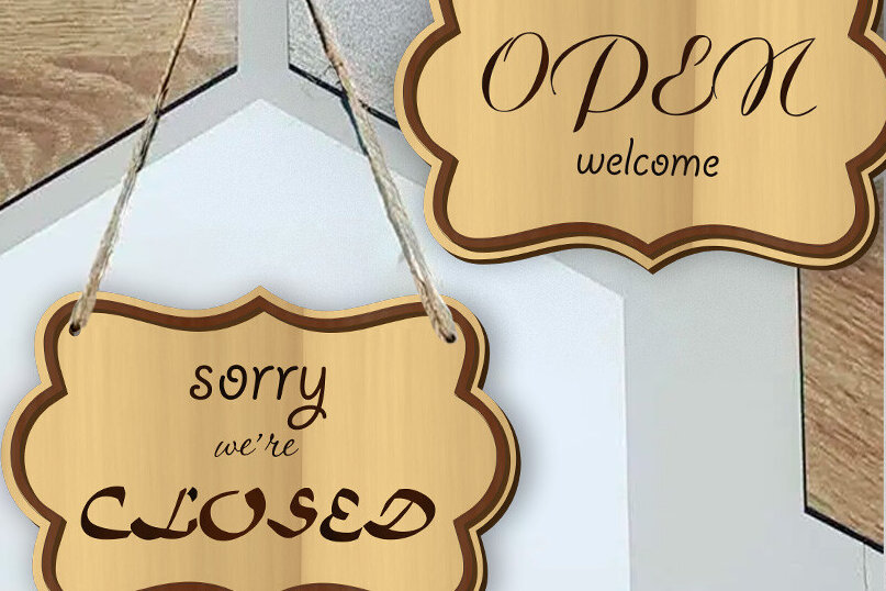 Intra απο ξύλο plywood 3mm-4mm πάχος – Αναστρέψιμη πινακίδα ανοιχτής/κλειστής πόρτας Δίασταση  20x20 cm INTRAFABR-118275952