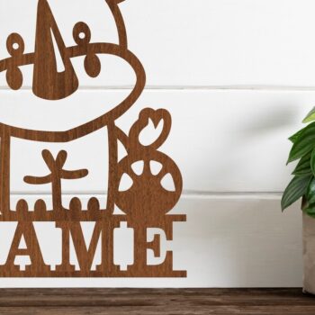 Intra απο ξύλο plywood 3mm-4mm πάχος – Πρότυπο κοπής με λέιζερ Sin Name Rhino Δίασταση  20x20 cm INTRAFABR-77903912 - Image 1