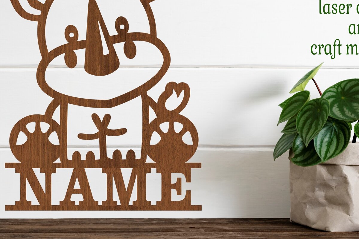 Intra απο ξύλο plywood 3mm-4mm πάχος – Πρότυπο κοπής με λέιζερ Sin Name Rhino Δίασταση  20x20 cm INTRAFABR-77903912