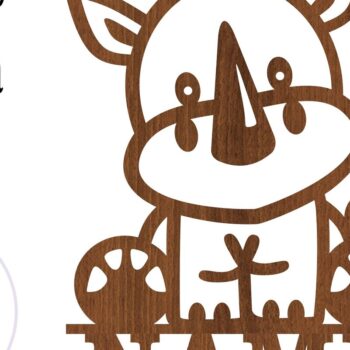 Intra απο ξύλο plywood 3mm-4mm πάχος – Πρότυπο κοπής με λέιζερ Sin Name Rhino Δίασταση  20x20 cm INTRAFABR-77903912 - Image 2