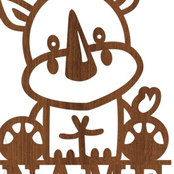 Intra απο ξύλο plywood 3mm-4mm πάχος – Πρότυπο κοπής με λέιζερ Sin Name Rhino Δίασταση  20x20 cm INTRAFABR-77903912 - Image 3