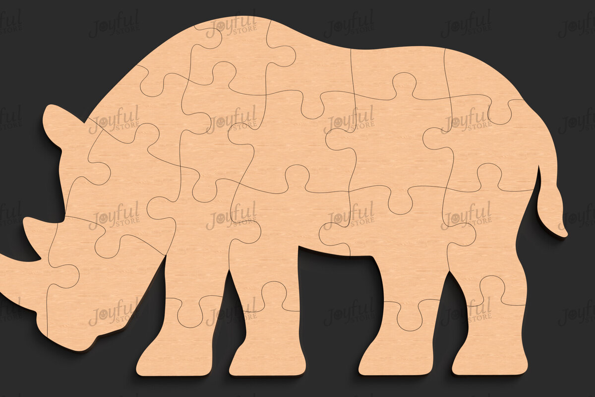 Intra απο ξύλο plywood 3mm-4mm πάχος – Παιδικό παιχνίδι Rhino Puzzle Δίασταση  20x20 cm INTRAFABR-123421285