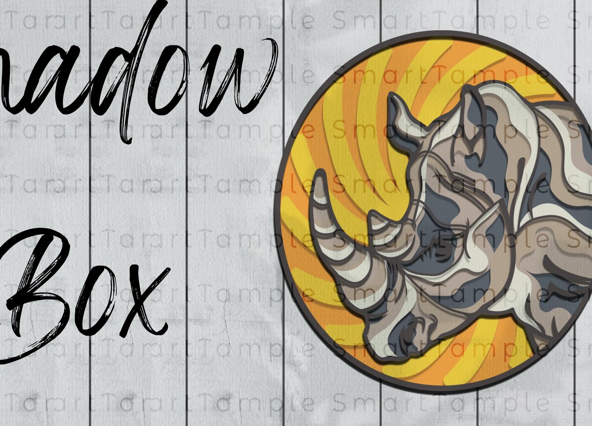 Intra απο ξύλο plywood 3mm-4mm πάχος – Rhino Shadow Box, Rhino Paper Cut Δίασταση  20x20 cm INTRAFABR-73217179