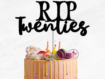 Intra απο ξύλο plywood 3mm-4mm πάχος – RIP στο My Twenties Cake Topper Δίασταση 20x20 cm INTRAFABR-75261324 - Image 1
