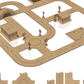 Intra απο ξύλο plywood 3mm-4mm πάχος – Road Track, Wood Game, File Δίασταση 20x20 cm INTRAFABR-42036220 - Image 1