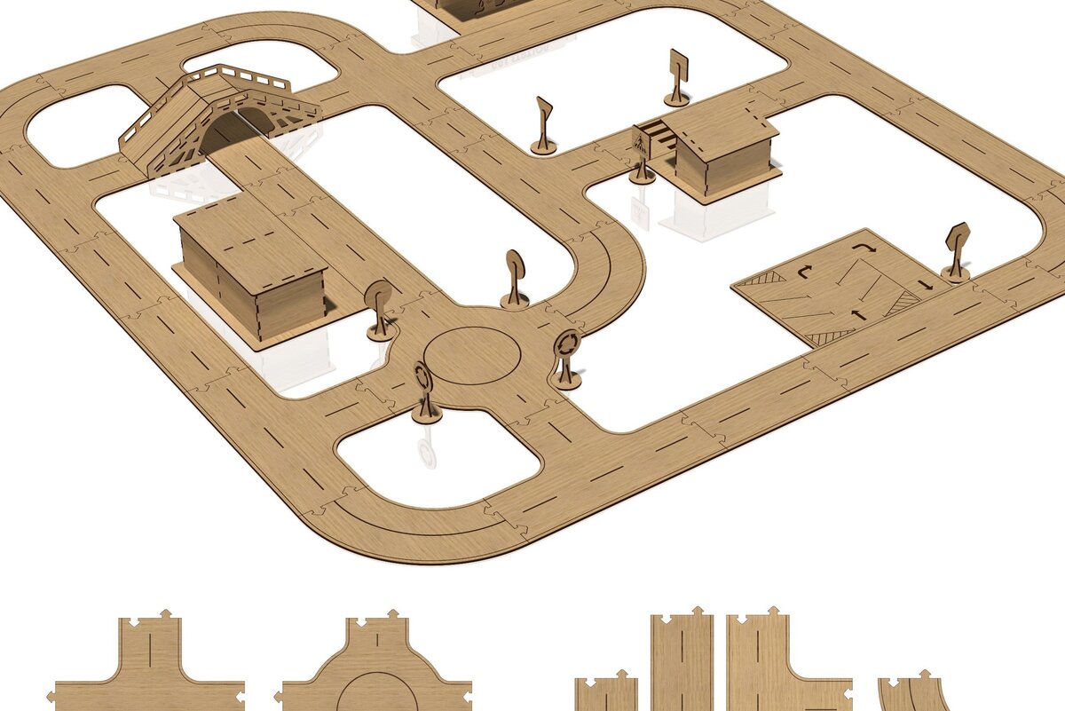 Intra απο ξύλο plywood 3mm-4mm πάχος – Road Track, Wood Game, File Δίασταση  20x20 cm INTRAFABR-42036220