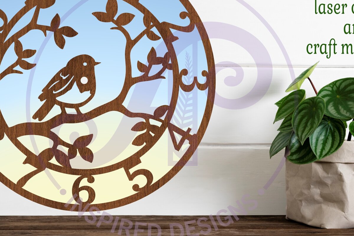 Intra απο ξύλο plywood 3mm-4mm πάχος – Αρχεία κοπής με λέιζερ ρολόι τοίχου Robin Bird Δίασταση  40x30 cm INTRAFABR-96612254