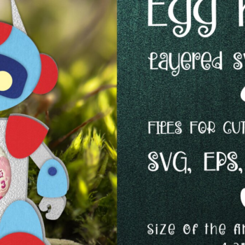 Intra απο ξύλο plywood 3mm-4mm πάχος – Ρομπότ - Πρότυπο θήκης αυγών σοκολάτας Δίασταση  20x20 cm INTRAFABR-9952266 - Image 1