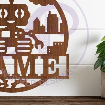 Intra απο ξύλο plywood 3mm-4mm πάχος – Πρότυπο κοπής λέιζερ Sign Name Robot Δίασταση  40x30 cm INTRAFABR-98809125 - Image 1