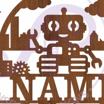 Intra απο ξύλο plywood 3mm-4mm πάχος – Πρότυπο κοπής λέιζερ Sign Name Robot Δίασταση  40x30 cm INTRAFABR-98809125 - Image 4