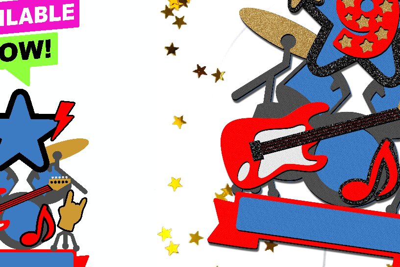 Intra απο ξύλο plywood 3mm-4mm πάχος – Rock Star Cake Topper 3D Δίασταση  20x20 cm INTRAFABR-112521173