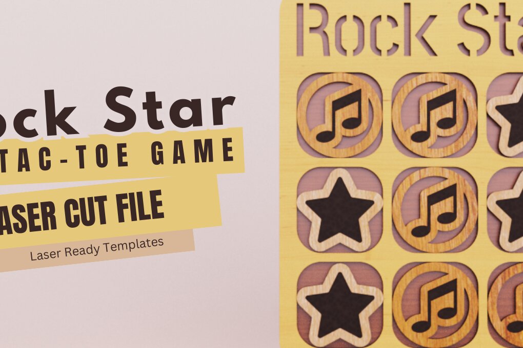 Intra απο ξύλο plywood 3mm-4mm πάχος – Rock Star Tic Tac Toe,, Δίασταση  20x20 cm INTRAFABR-96895699