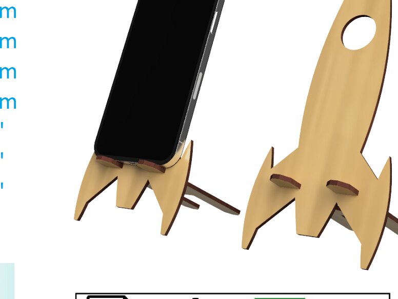 Intra απο ξύλο plywood 3mm-4mm πάχος – Βάση κινητού τηλεφώνου Rocket Cut Laser Δίασταση  20x20 cm INTRAFABR-90909582