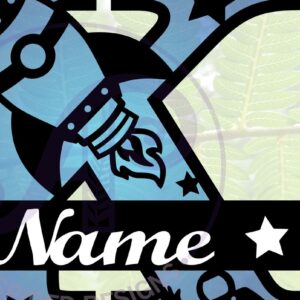 Intra απο ξύλο plywood 3mm-4mm πάχος – Αρχείο Rocket Monogram Letter K Δίασταση  20x20 cm INTRAFABR-69520715