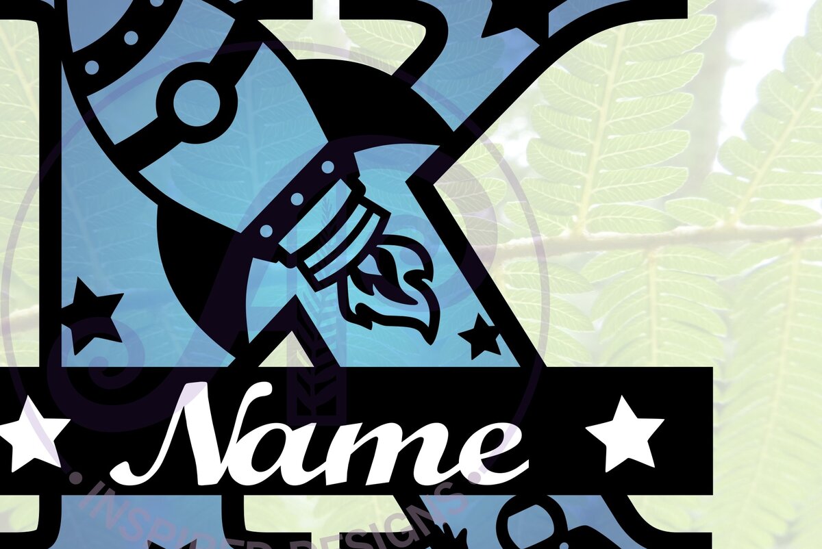 Intra απο ξύλο plywood 3mm-4mm πάχος – Αρχείο Rocket Monogram Letter K Δίασταση  20x20 cm INTRAFABR-69520715