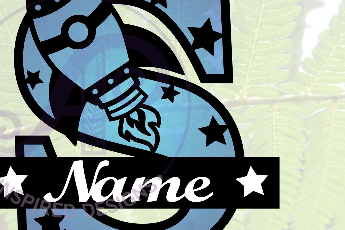 Intra απο ξύλο plywood 3mm-4mm πάχος – Αρχείο Rocket Monogram Letter S Δίασταση  20x20 cm INTRAFABR-69528314