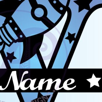 Intra απο ξύλο plywood 3mm-4mm πάχος – Rocket Monogram Letter V Αρχείο Δίασταση  20x20 cm INTRAFABR-69528394 - Image 3