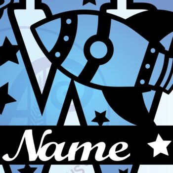 Intra απο ξύλο plywood 3mm-4mm πάχος – Rocket Monogram Letter W Αρχείο Δίασταση  20x20 cm INTRAFABR-69528425 - Image 3