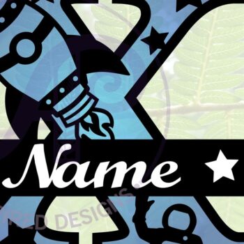 Intra απο ξύλο plywood 3mm-4mm πάχος – Αρχείο Rocket Monogram Letter X Δίασταση  20x20 cm INTRAFABR-69528452 - Image 1