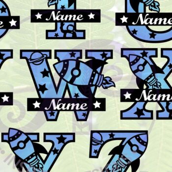 Intra απο ξύλο plywood 3mm-4mm πάχος – Rocket Monogram Name Files Δίασταση  20x20 cm INTRAFABR-69462933 - Image 1