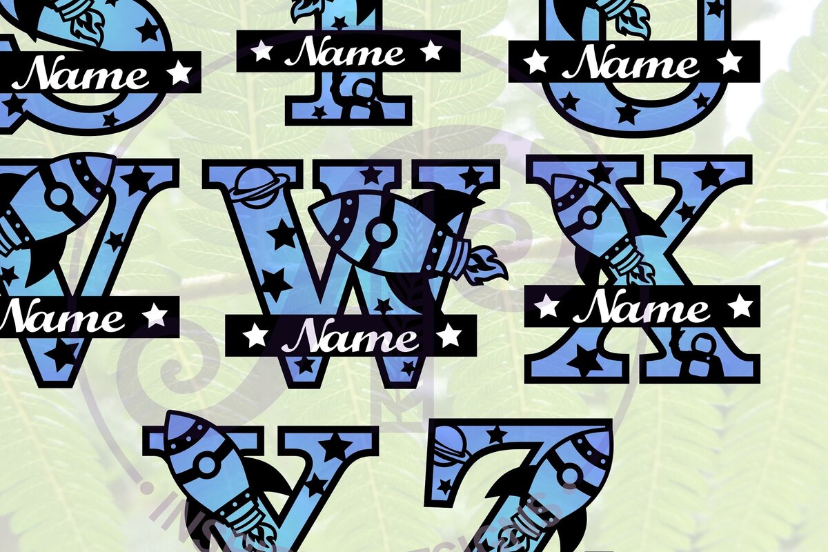 Intra απο ξύλο plywood 3mm-4mm πάχος – Rocket Monogram Name Files Δίασταση  20x20 cm INTRAFABR-69462933