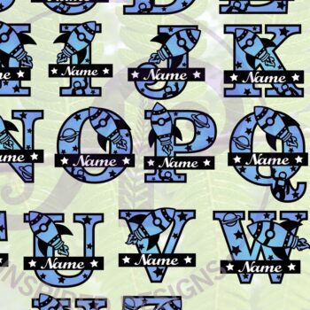 Intra απο ξύλο plywood 3mm-4mm πάχος – Rocket Monogram Name Files Δίασταση  20x20 cm INTRAFABR-69462933 - Image 5