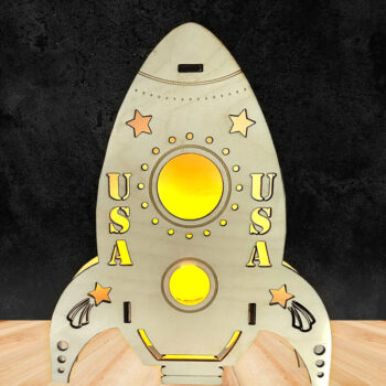 Intra απο ξύλο plywood 3mm-4mm πάχος – Rocket Night Light Δίασταση  20x20 cm INTRAFABR-61464849 - Image 1