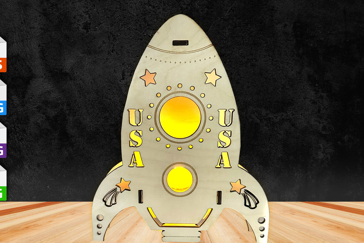 Intra απο ξύλο plywood 3mm-4mm πάχος – Rocket Night Light Δίασταση  20x20 cm INTRAFABR-61464849