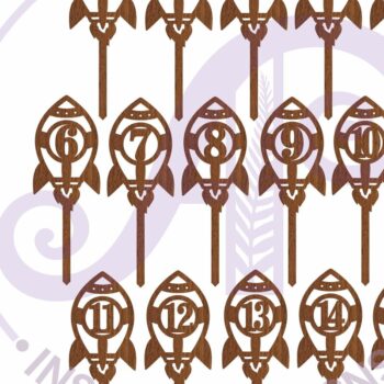 Intra απο ξύλο plywood 3mm-4mm πάχος – Rocket Number Cake Toppers, 16 σχέδια Δίασταση  20x20 cm INTRAFABR-119150252 - Image 4