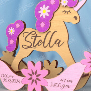 Intra απο ξύλο plywood 3mm-4mm πάχος – Πακέτο ανακοινώσεων γέννησης Rocking Horse Δίασταση  20x20 cm INTRAFABR-115677203 - Image 3