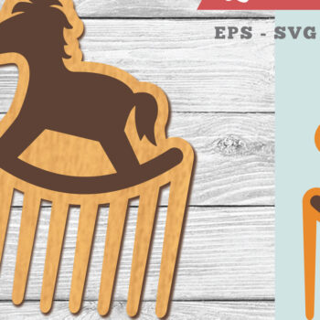 Intra απο ξύλο plywood 3mm-4mm πάχος – Χτένη κοπής με λέιζερ Rocking Horse Δίασταση  20x20 cm INTRAFABR-104778427 - Image 1