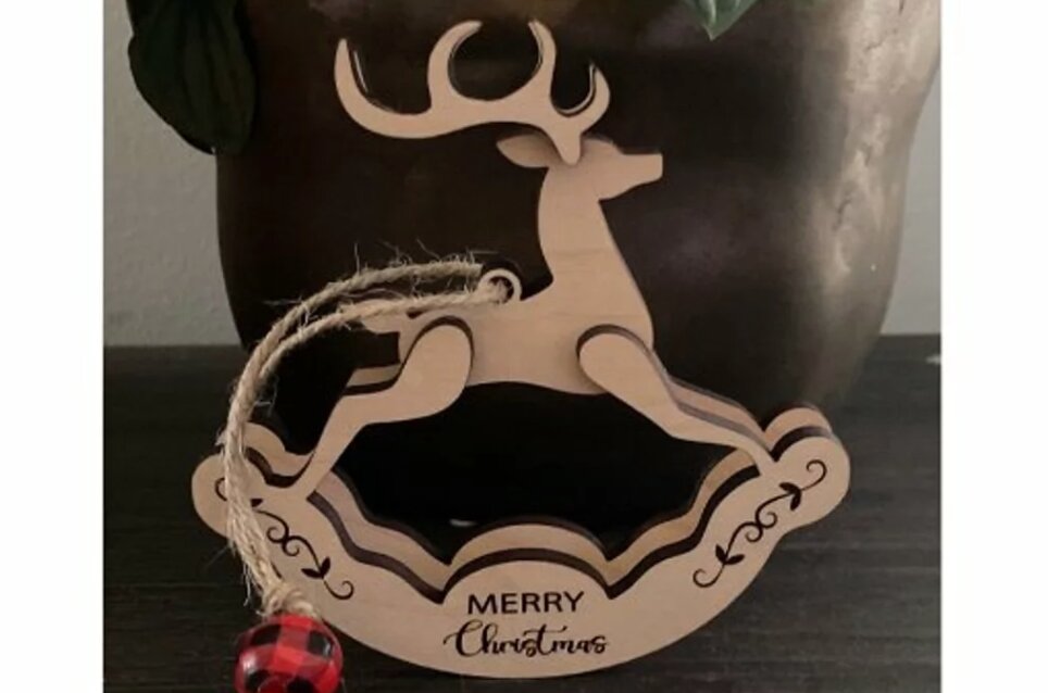 Intra απο ξύλο plywood 3mm-4mm πάχος – Στολίδι με ταράνδους αλόγου - Δίασταση  20x20 cm INTRAFABR-108857302