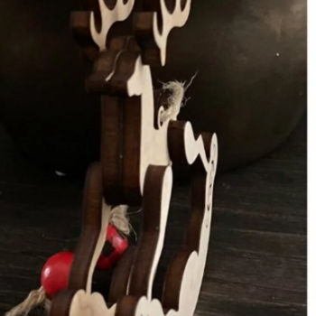 Intra απο ξύλο plywood 3mm-4mm πάχος – Στολίδι με ταράνδους αλόγου - Δίασταση  20x20 cm INTRAFABR-108857302 - Image 3