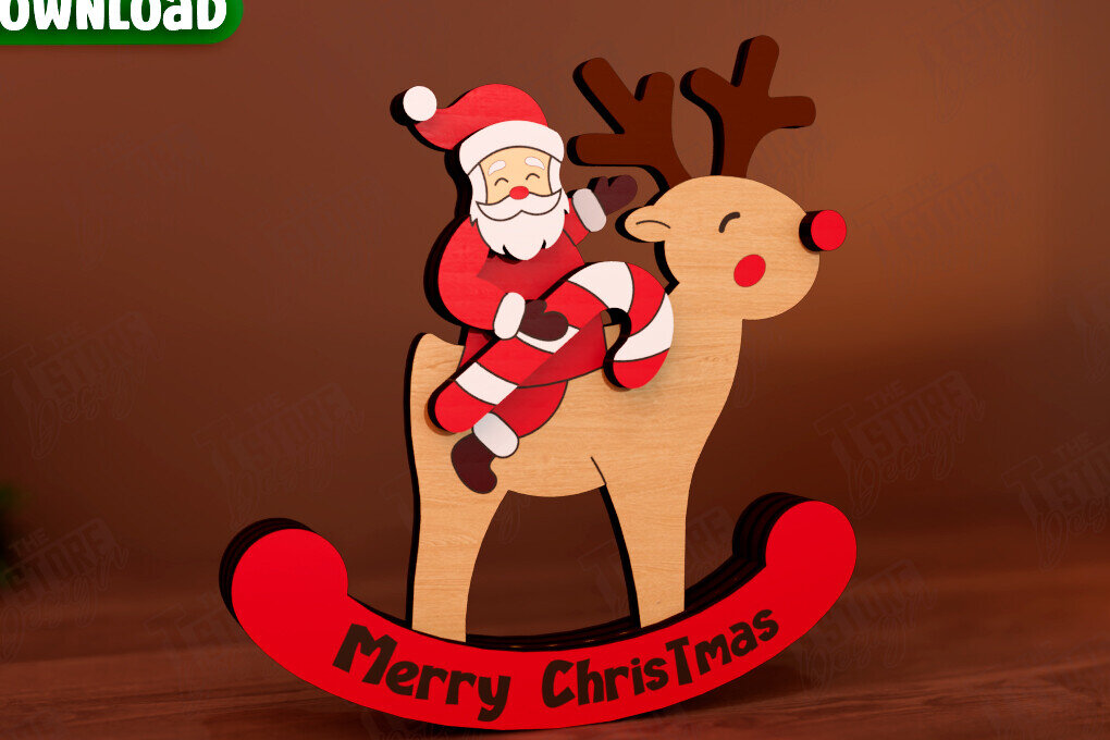 Intra απο ξύλο plywood 3mm-4mm πάχος – Χριστουγεννιάτικο στολίδι με κουνιστό τάρανδο Δίασταση  20x20 cm INTRAFABR-111215452