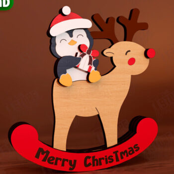 Intra απο ξύλο plywood 3mm-4mm πάχος – Χριστουγεννιάτικο στολίδι με κουνιστό τάρανδο Δίασταση 20x20 cm INTRAFABR-111215456 - Image 1