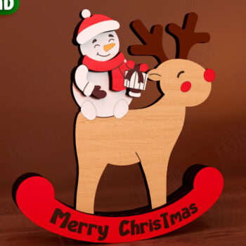 Intra απο ξύλο plywood 3mm-4mm πάχος – Χριστουγεννιάτικο στολίδι με κουνιστό τάρανδο Δίασταση 20x20 cm INTRAFABR-111215462 - Image 1