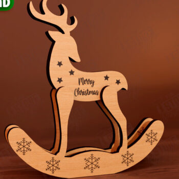 Intra απο ξύλο plywood 3mm-4mm πάχος – Χριστουγεννιάτικο στολίδι με κουνιστό τάρανδο Δίασταση 20x20 cm INTRAFABR-111215471 - Image 1