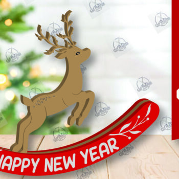 Intra απο ξύλο plywood 3mm-4mm πάχος – Χριστουγεννιάτικο στολίδι Rocking Reindeer Δίασταση  20x20 cm INTRAFABR-110201530 - Image 1