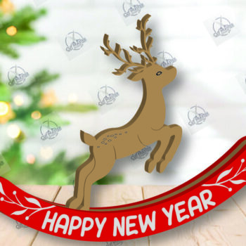 Intra απο ξύλο plywood 3mm-4mm πάχος – Χριστουγεννιάτικο στολίδι Rocking Reindeer Δίασταση  20x20 cm INTRAFABR-110201530 - Image 2