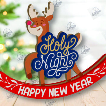 Intra απο ξύλο plywood 3mm-4mm πάχος – Χριστουγεννιάτικο στολίδι Rocking Reindeer Δίασταση  20x20 cm INTRAFABR-110201564 - Image 2