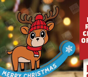 Intra απο ξύλο plywood 3mm-4mm πάχος – Χριστουγεννιάτικο στολίδι Rocking Reindeer Δίασταση  20x20 cm INTRAFABR-110123619