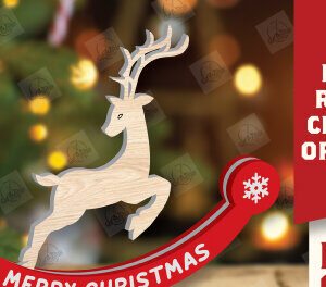 Intra απο ξύλο plywood 3mm-4mm πάχος – Χριστουγεννιάτικο στολίδι Rocking Reindeer Δίασταση  20x20 cm INTRAFABR-110123678