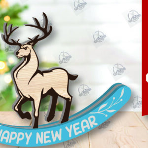 Intra απο ξύλο plywood 3mm-4mm πάχος – Χριστουγεννιάτικο στολίδι Rocking Reindeer Δίασταση  20x20 cm INTRAFABR-110201455