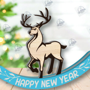 Intra απο ξύλο plywood 3mm-4mm πάχος – Χριστουγεννιάτικο στολίδι Rocking Reindeer Δίασταση  20x20 cm INTRAFABR-110201455 - Image 2