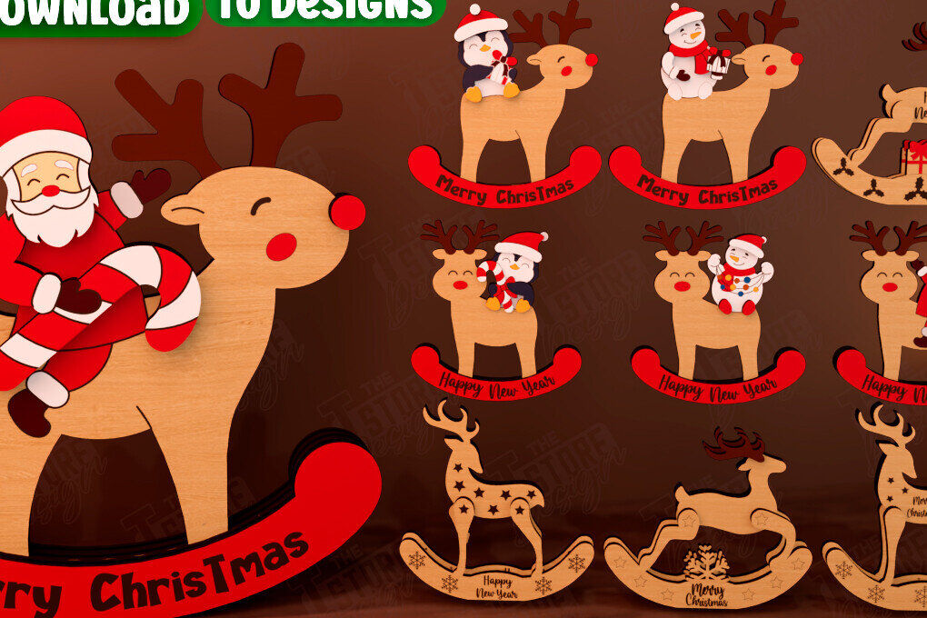 Intra απο ξύλο plywood 3mm-4mm πάχος – Χριστουγεννιάτικα στολίδια από ταράνδους Δίασταση  20x20 cm INTRAFABR-111215875