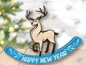 Intra απο ξύλο plywood 3mm-4mm πάχος – Χριστουγεννιάτικα στολίδια Rocking Reindeer Δίασταση  20x20 cm INTRAFABR-110201730 - Image 2