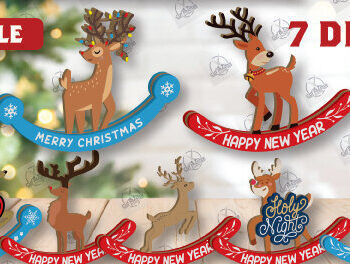 Intra απο ξύλο plywood 3mm-4mm πάχος – Χριστουγεννιάτικα στολίδια Rocking Reindeer Δίασταση  20x20 cm INTRAFABR-110201730 - Image 1