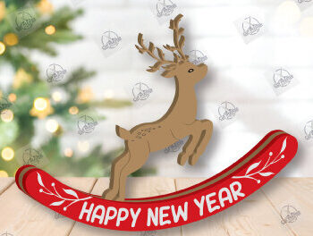 Intra απο ξύλο plywood 3mm-4mm πάχος – Χριστουγεννιάτικα στολίδια Rocking Reindeer Δίασταση  20x20 cm INTRAFABR-110201730 - Image 3