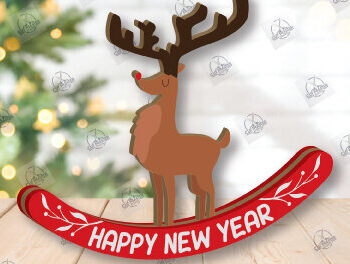 Intra απο ξύλο plywood 3mm-4mm πάχος – Χριστουγεννιάτικα στολίδια Rocking Reindeer Δίασταση  20x20 cm INTRAFABR-110201730 - Image 6