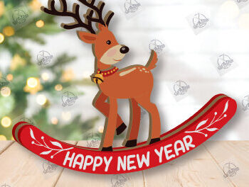 Intra απο ξύλο plywood 3mm-4mm πάχος – Χριστουγεννιάτικα στολίδια Rocking Reindeer Δίασταση  20x20 cm INTRAFABR-110201730 - Image 7